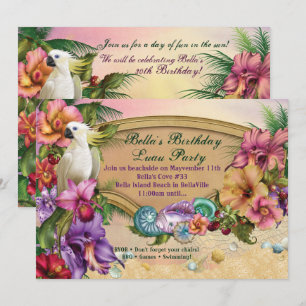 Beach and Luau Party Invitations