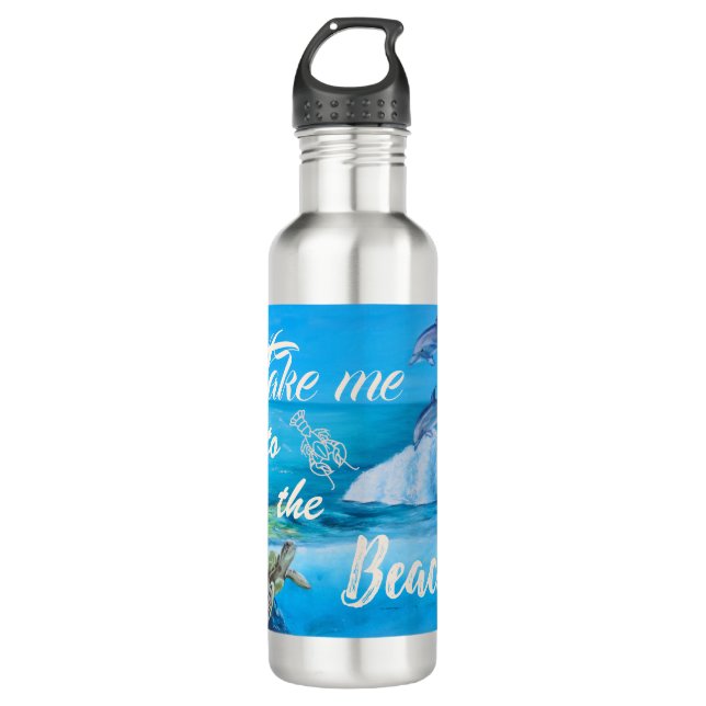 Beach and Marine Life Painting 710 Ml Water Bottle (Front)