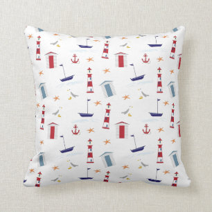 Beach and ocean themed throw pillow