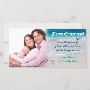 Beach and Ocean Water Custom Christmas Photo Card