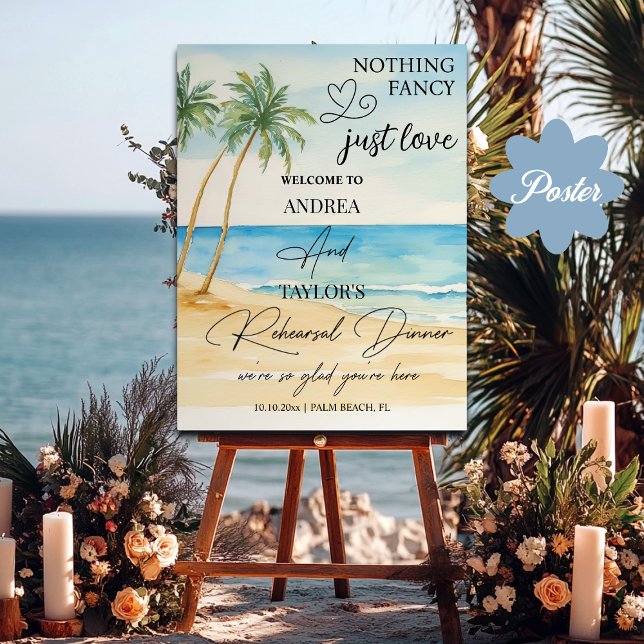 Beach and Palm Trees Rehearsal Dinner Welcome Poster (Creator Uploaded)