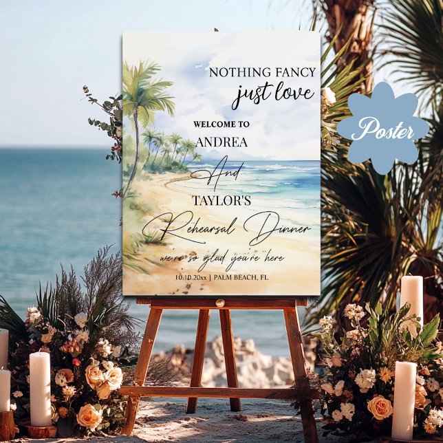 Beach and Palm Trees Rehearsal Dinner Welcome Poster (Creator Uploaded)