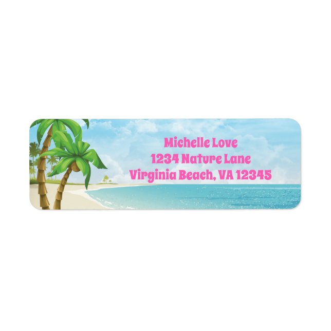 Beach and Palm Trees Tropical Address (Front)