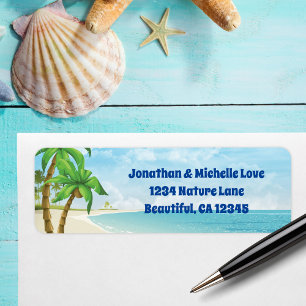 Beach and Palm Trees Tropical Address