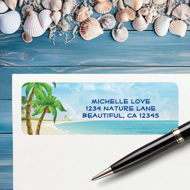 Beach and Palm Trees Tropical Address Label (Beach and Palm Trees Tropical Address Label)