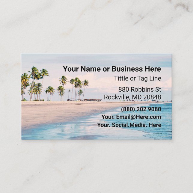 Beach and Palm Trees Tropical Business Card (Front)
