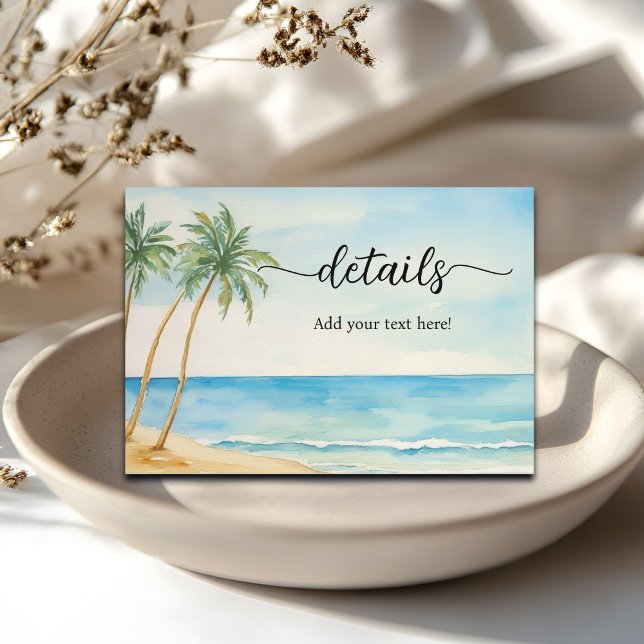 Beach and Palm Trees Wedding Details Enclosure Card (Creator Uploaded)