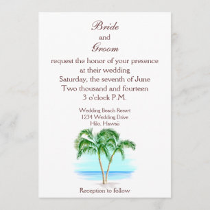Beach And Palm Trees Wedding Invitation