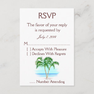 Beach And Palm Trees Wedding RSVP Card
