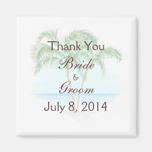 Beach And Palm Trees Wedding Thank You Magnet