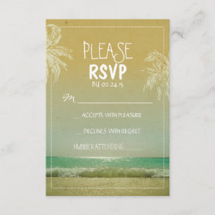 BEACH and palms wedding RSVP Card