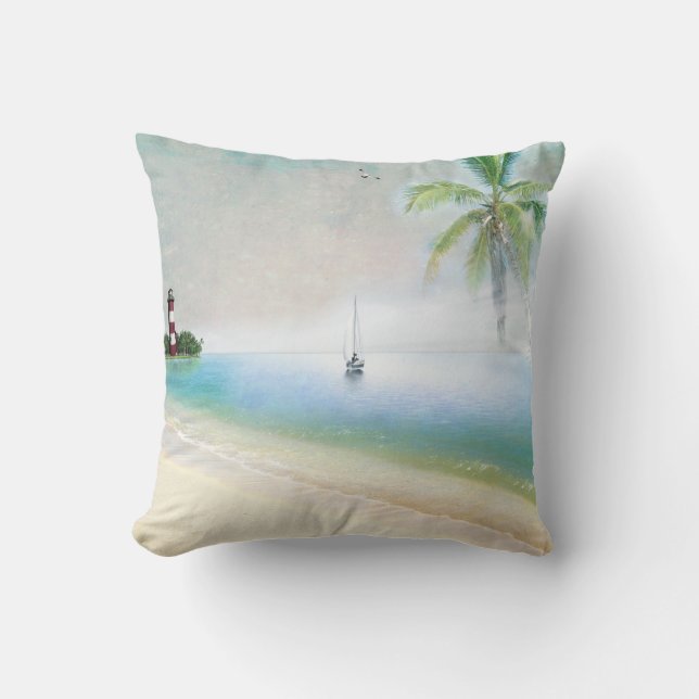 Beach and Sailboat Pillow (Front)