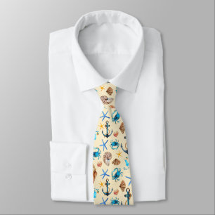 Beach And Sea Life Themed Pattern Tie