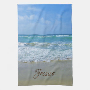 Beach and Sea Personalized Name Kitchen Towel