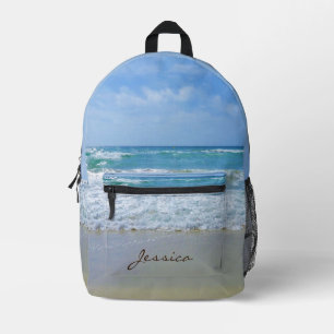 Beach and Sea Personalized Name Printed Backpack