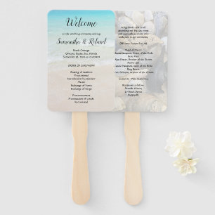 Beach and Seashells Wedding Fan Program
