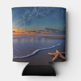 Beach and Starfish Can Cooler