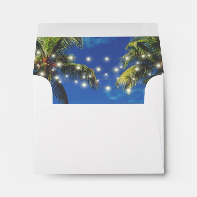 Beach and String Lights Rustic Wedding RSVP  Envel Envelope (Back (Bottom))