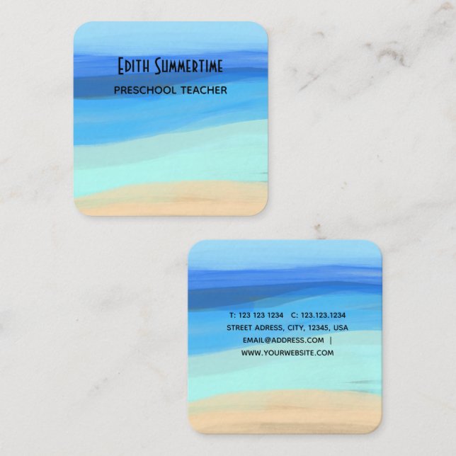 Beach and summer feelings square business card (Front/Back)