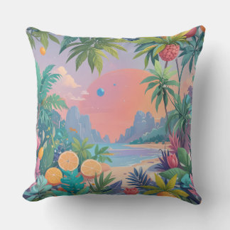 Beach and tropical fruit design pillow