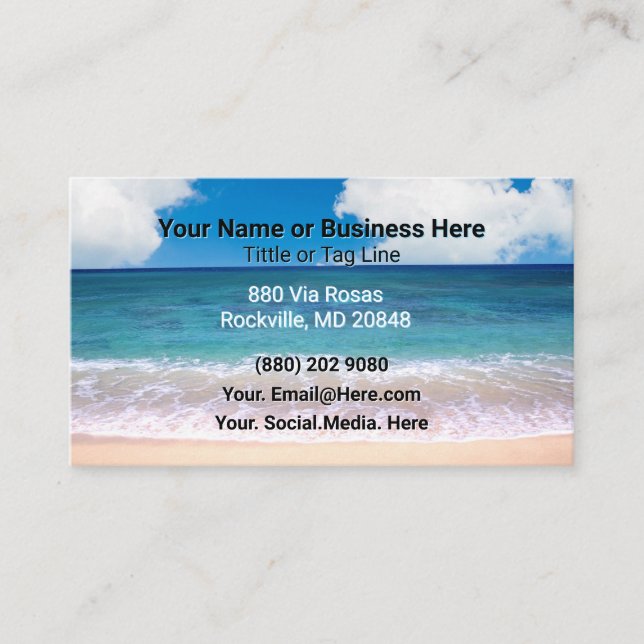 Beach and waves Business Card Personal (Front)
