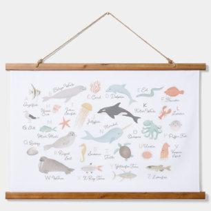 Beach Animal Alphabet Nursery Decor Hanging Tapest Hanging Tapestry