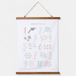 Beach Animal Counting Nursery Decor Hanging Tapestry