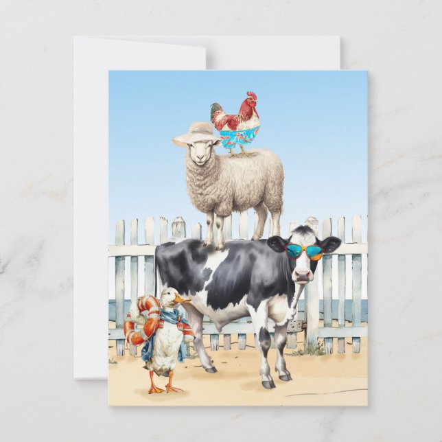 Beach Animals Greetings Flat Card (Front)