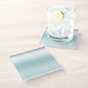 Beach Aqua Blue Ombre Glass Coaster