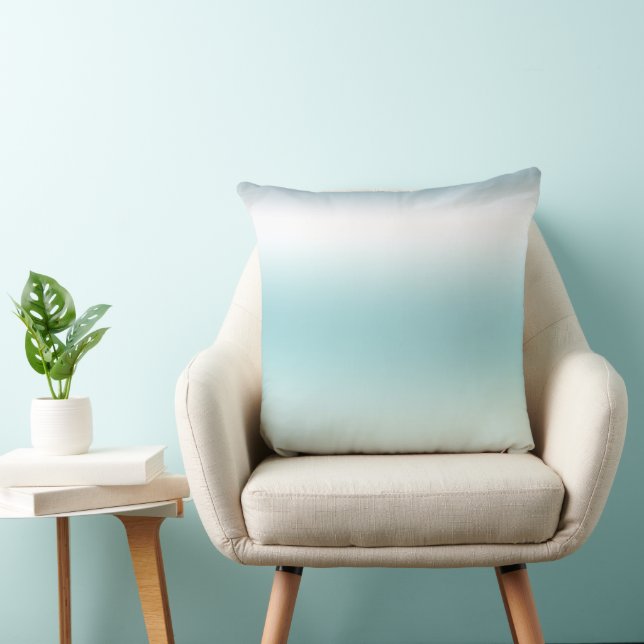 Beach Aqua Blue Ombre     Throw Pillow (Chair)