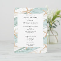 Beach Aqua Mint Starfish Stripes Bridal Shower