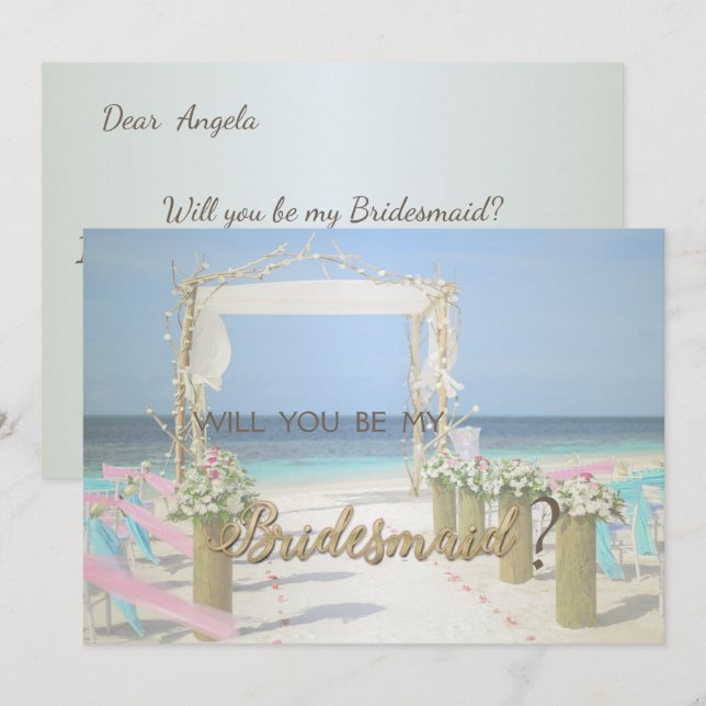 Beach Arbor Floral Wedding  Bridesmaid Card (Front/Back)