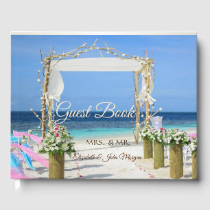 Beach Arbor Floral Wedding Guest Book