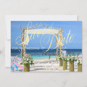Beach Arbor Floral Wedding Save The Date