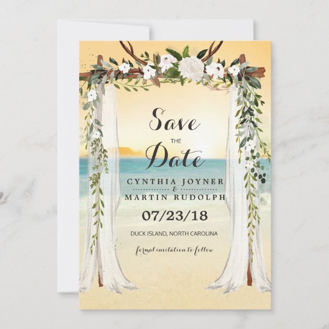 Beach Arbor Wedding Enregistrer la date Invitation (Devant)