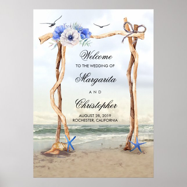 Beach Arbor Wedding Welcome Sign (Front)