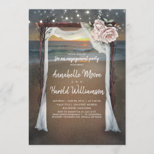 Beach Arch   Sea Sunset Engagement Party Invitation