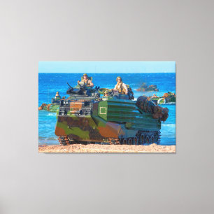 BEACH ARMOR - Assault Amphibious Vehicle 32x48 Canvas Print
