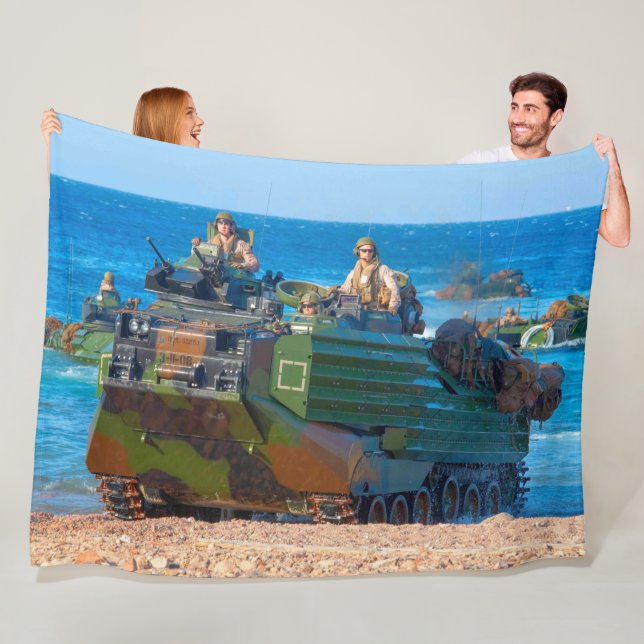 BEACH ARMOR - Assault Amphibious Vehicle Fleece Blanket (In Situ)