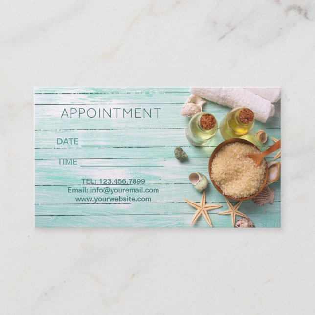 Beach Aromatherapy Massage therapy SPA Appointment Card (Front)