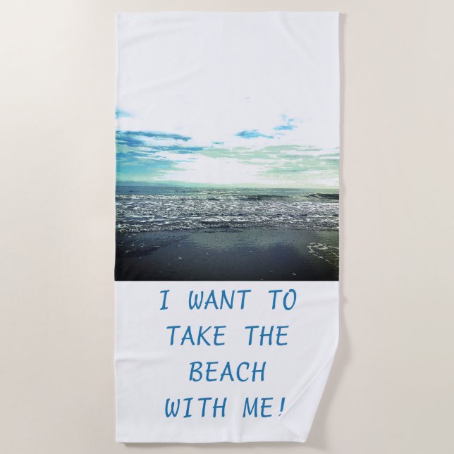 Beach Art Photo Template Typography Funny Cute Beach Towel (Front)