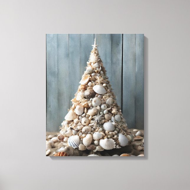 Beach Art Seashells Coastal Christmas Tree Decor (Front)