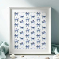 Beach Art Watercolor Coastal Blue Crab Pattern