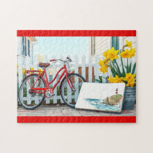 Beach artist sketchbook jigsaw puzzle