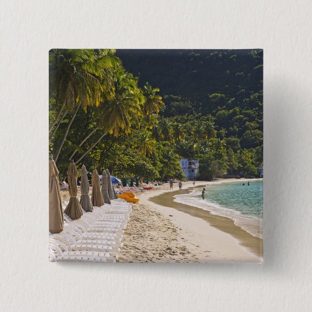 Beach at Cane Garden Bay, Island of Tortola 2 Inch Square Button (Front)