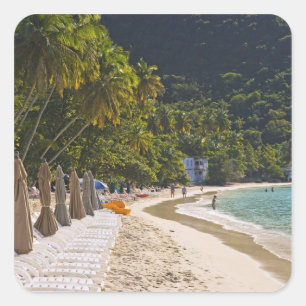 Beach at Cane Garden Bay, Island of Tortola Square Sticker