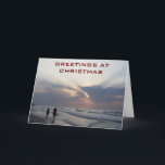 BEACH AT CHRISTMAS=BE WARM/MERRY AND ENJOY! HOLIDAY CARD<br><div class="desc">THIS COUPLE ON THE BEACH IS SENDING WARM,  MERRY CHRISTMAS WISHES AND WISH YOU TO ENJOY AS WELL!</div>