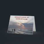 BEACH AT CHRISTMAS=BE WARM/MERRY AND ENJOY! HOLIDAY CARD<br><div class="desc">THIS COUPLE ON THE BEACH IS SENDING WARM,  MERRY CHRISTMAS WISHES AND WISH YOU TO ENJOY AS WELL!</div>