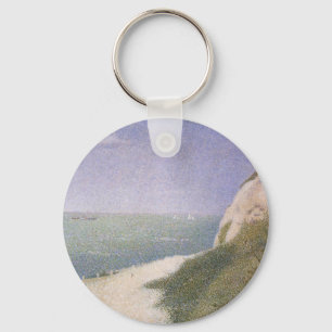 Beach at Honfleur by Georges Seurat, Vintage Art Keychain