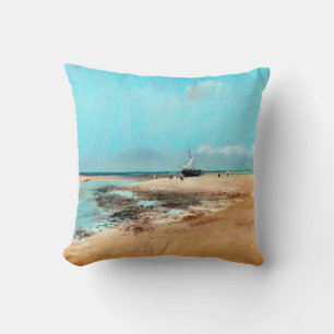 Beach at Low Tide(Mouth of the River), Edgar Degas Throw Pillow